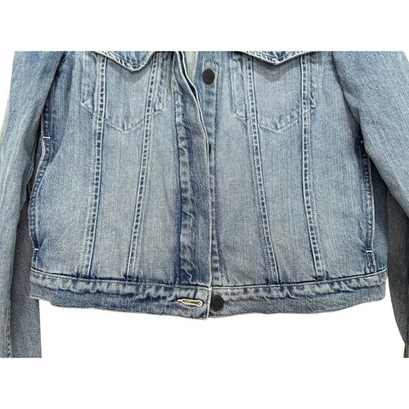 AYR Ride or Fly Denim Jacket Womens Medium Blue Cotton Casual Trucker Oversized - Picture 10 of 16